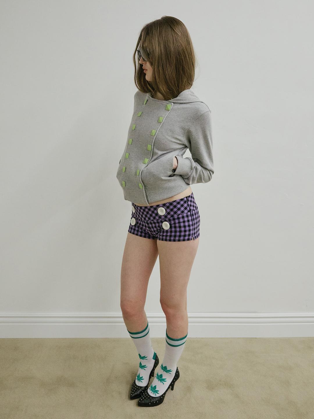 Napoleon Stud Hoodie Melange Gray