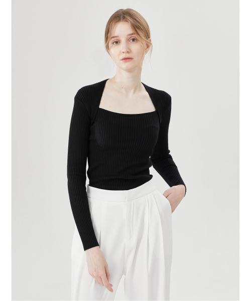 스퀘어넥 골지 슬림핏 페미닌 니트 (TV1KP003L0)