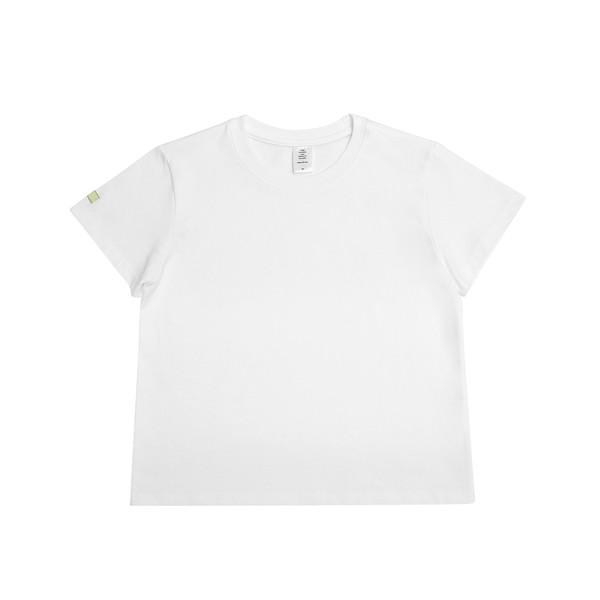 (2nd) BASIC LABEL SEMI CROP TEE (white)