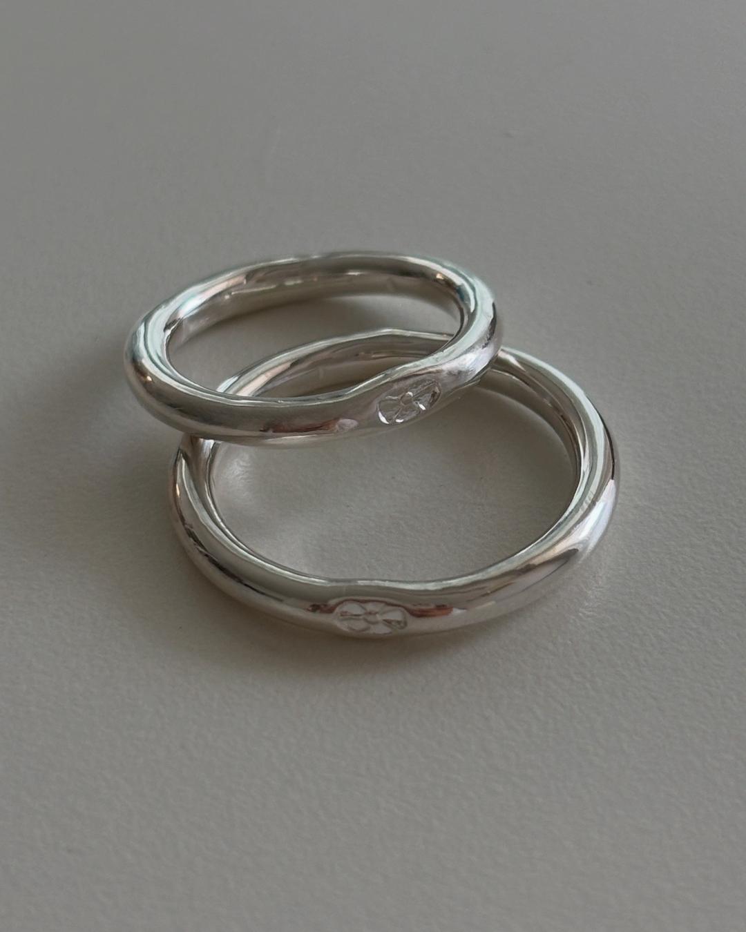 layered pure silver ring