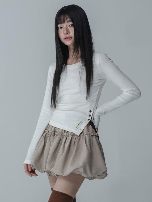 SIDE BUTTON FINGER HOLE TSHIRT_ IVORY