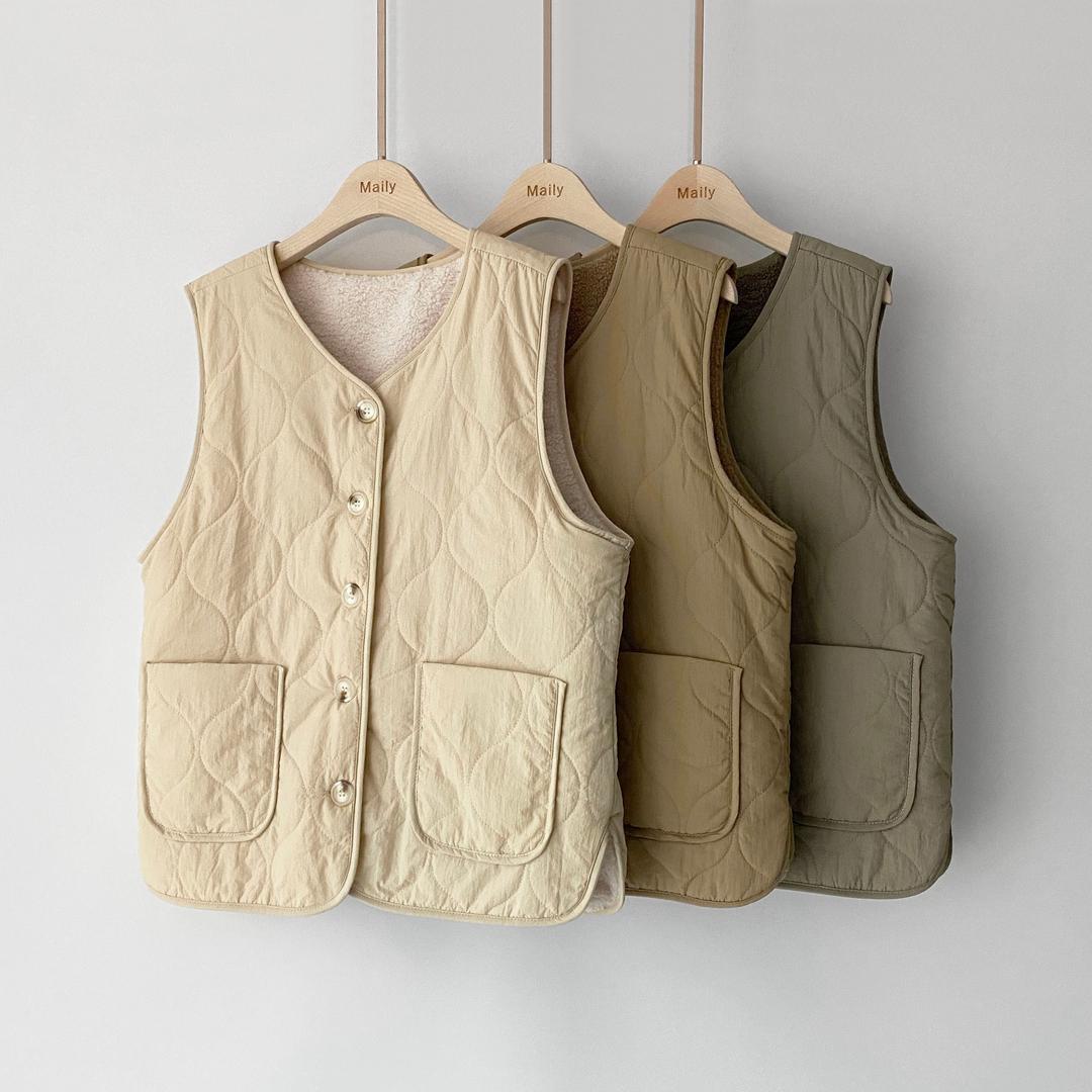 메일리 양면🐏양털 패딩 리버시블 무스탕 누빔 퀄팅 오버핏 리버서블 겨울 숏 조끼 베스트