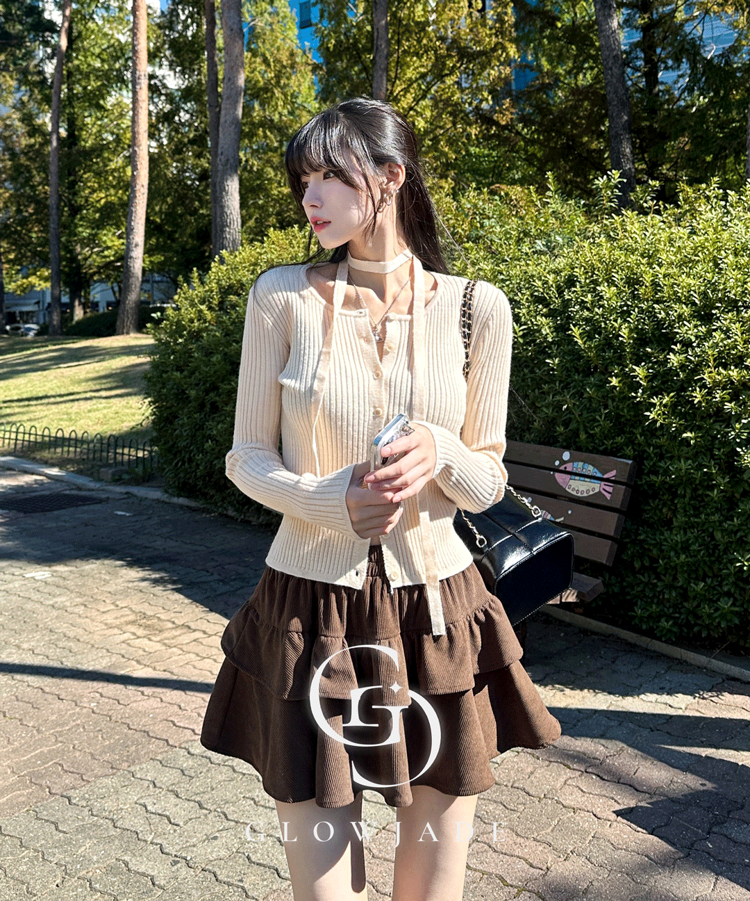 글로우제이드 *컬러추가*[러블리💝/속바지o] 코듀로이 골덴 밴딩 미니 캉캉 스커트 -4color