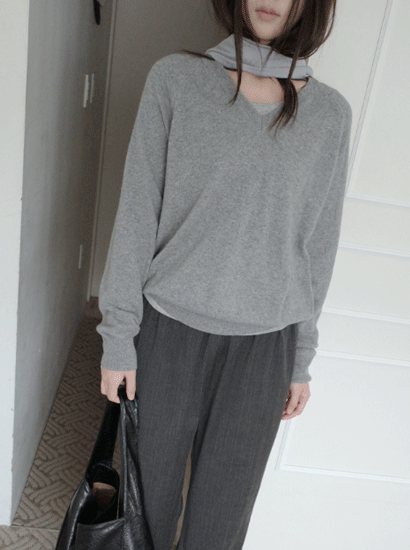에프터먼데이 raglan V wool knit (6c)