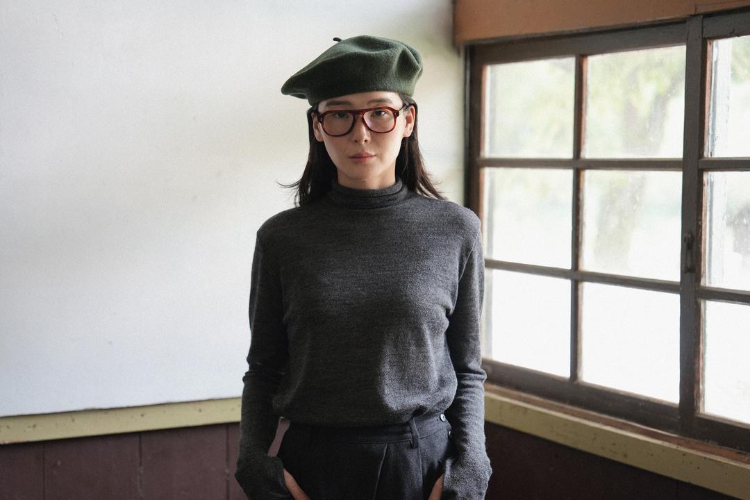 (-20%) RUSTLE WOOL TURTLE TOP [ Blend Charcoal ]