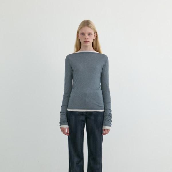 SOFT WOOL ELEGANCE TEE _ BLUE GREY
