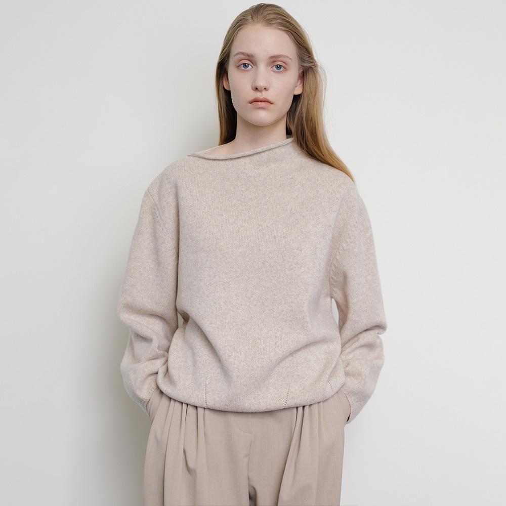 Oblique Neck Knit in Beige