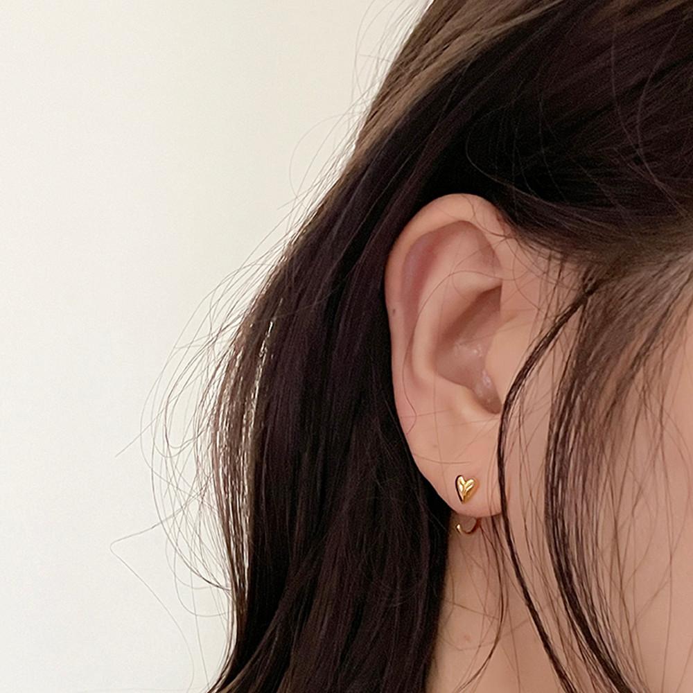 무배 silver925 미니 하트 포인트 고리 링 귀걸이 실버925 24k 골드 도금