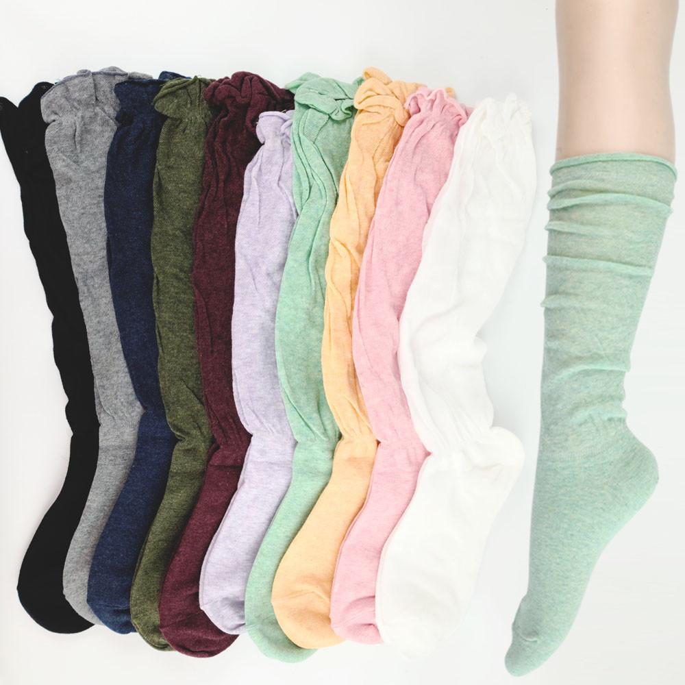 루즈하게 주름잡아 신는 멋쟁이 양말 여성 러블리걸 롱삭스 여자 긴양말
