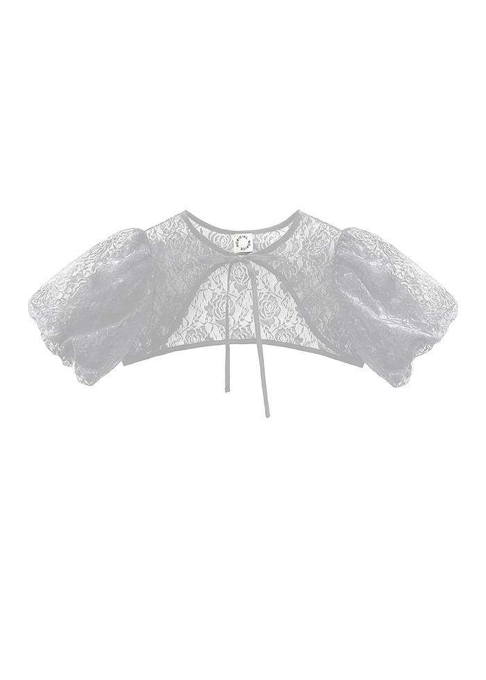 ROSE LACE PUFF SLEEVE BOLERO WHITE