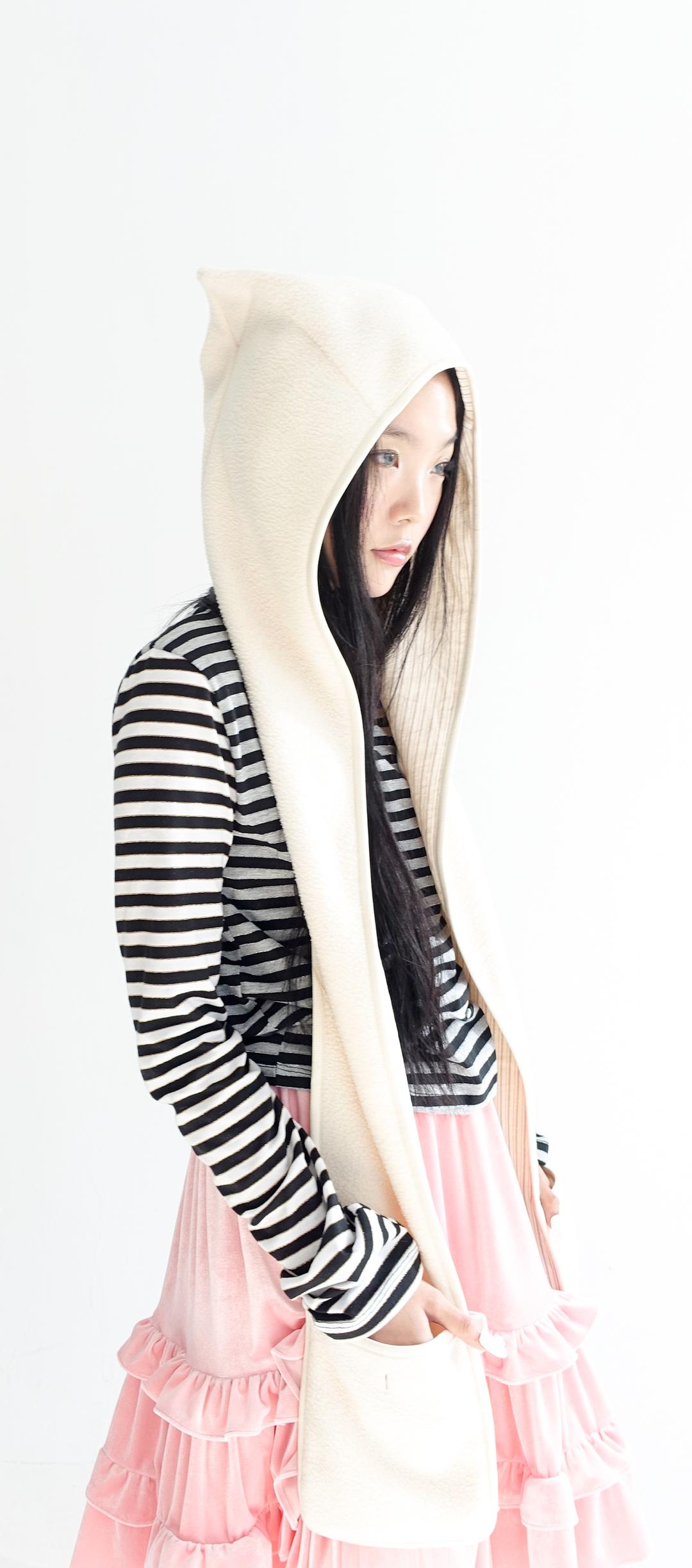 2차★[fa.er.ie] fleece ear hood muffler (cream)