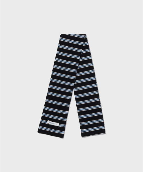 MERINO CASH STRIPED MUFFLER_BLACK_LC253MF02BK