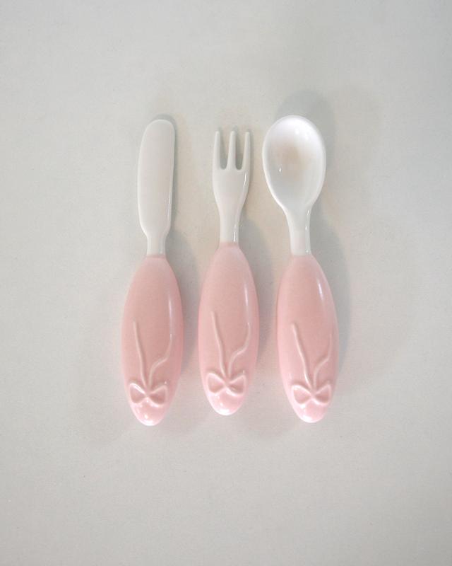 ribbon cutlery(pink/white)
