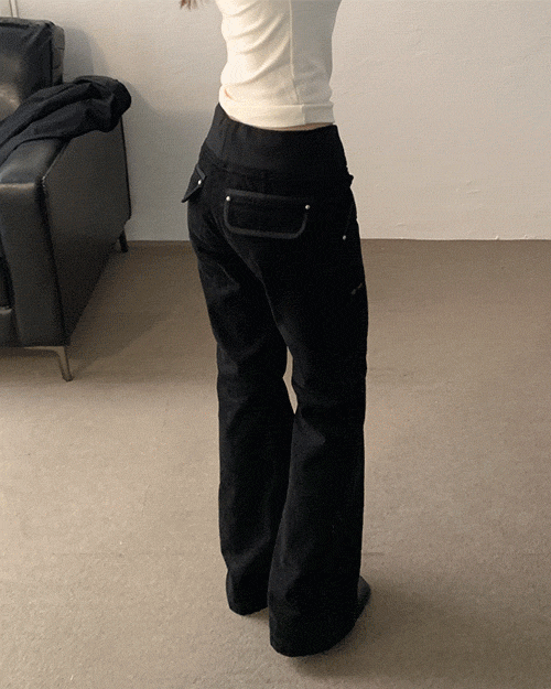 [고퀄리티!] 블랙 루즈 포켓 밴딩 코튼 부츠컷 팬츠 / 7일소요