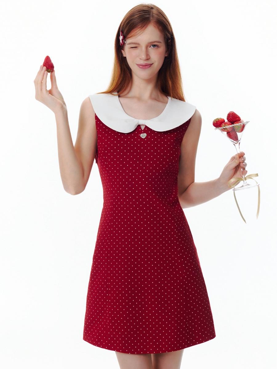 WhyBerry Parfait Ribbon Collar Dress (2color)