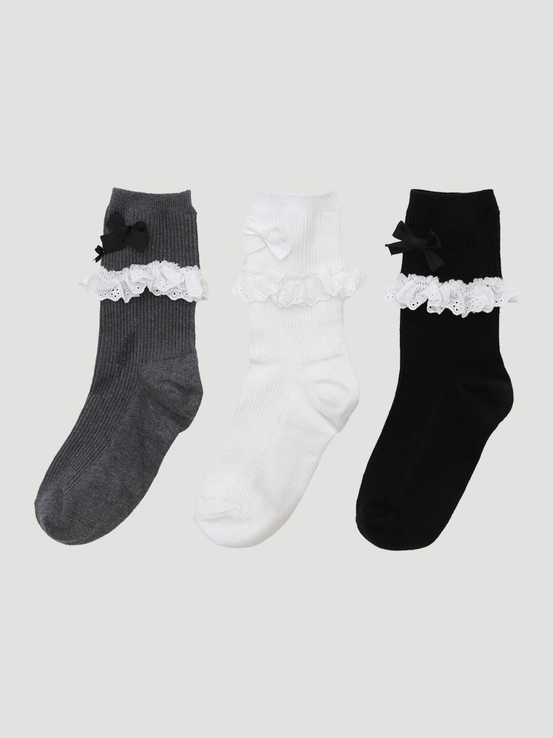 Whisper lace crew Socks / Basic 3 SET