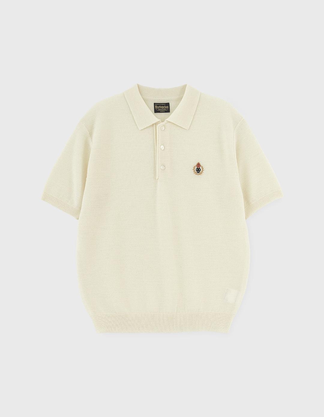 CREST MERINO WOOL POLO SHIRT / Ivory