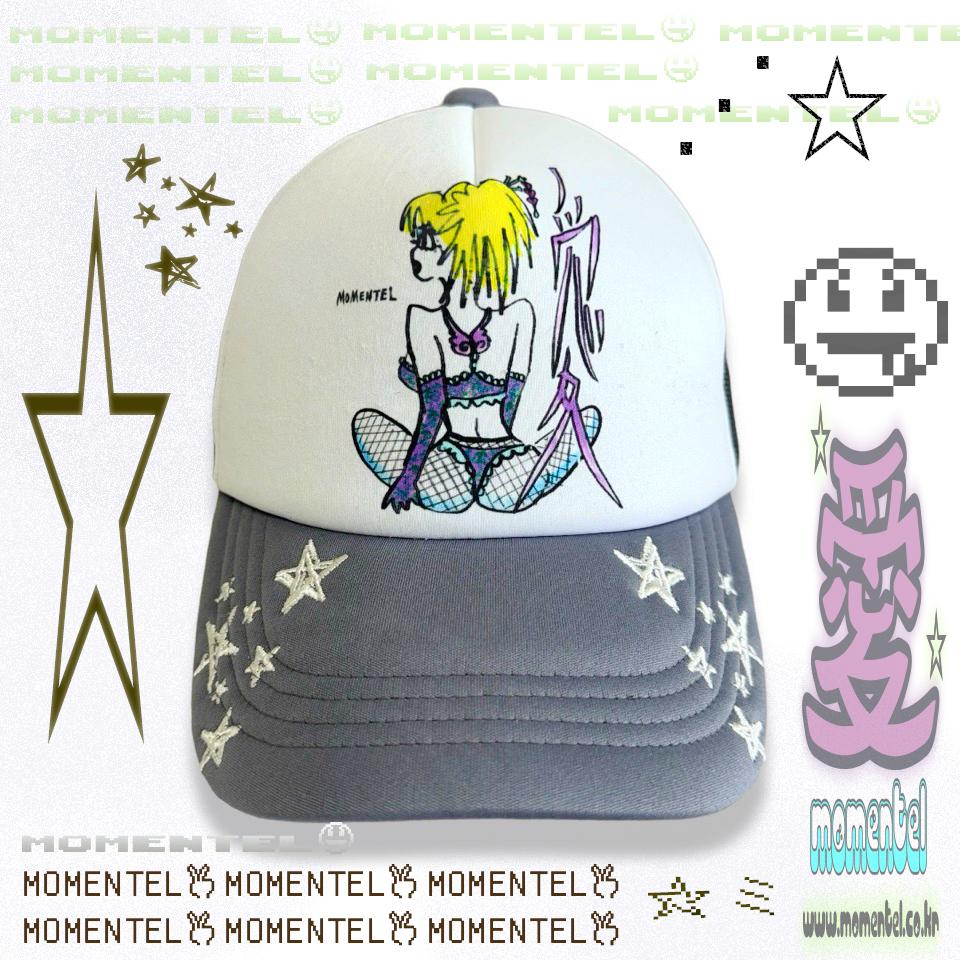 Star drawing mesh cap - Grey