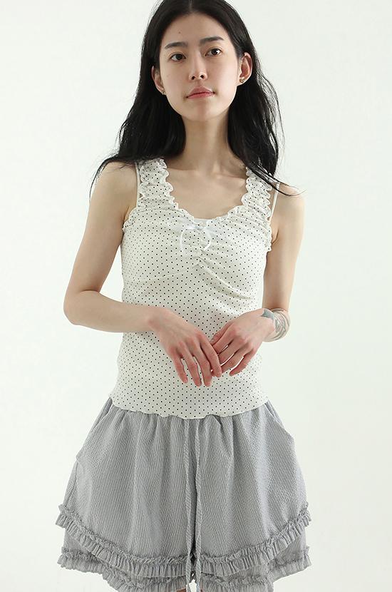 로컬맨션 dot ribbon sleevleess top