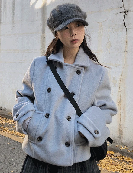 [울함유/누빔안감] 버이츠 카라 더블 숏코트