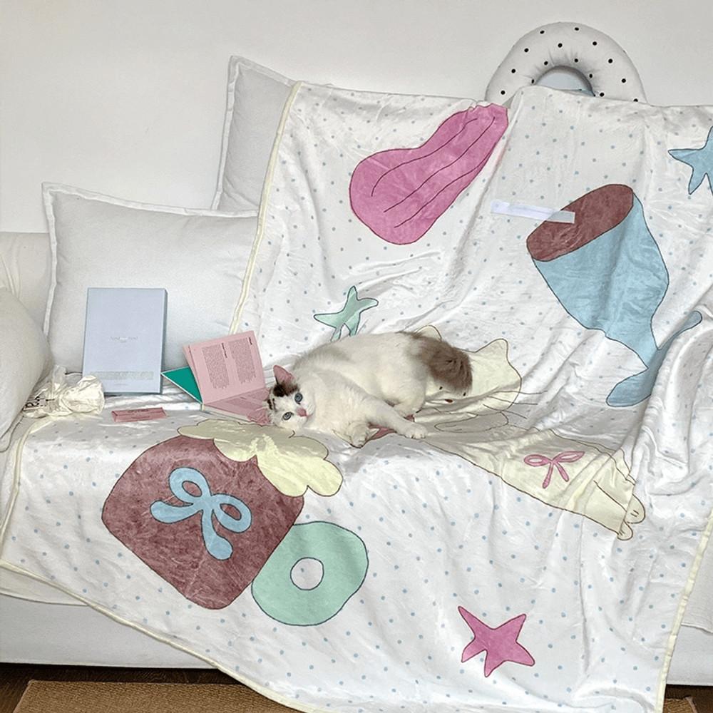 러블리 핸들 사무실 차박 캠핑 휴대용 담요