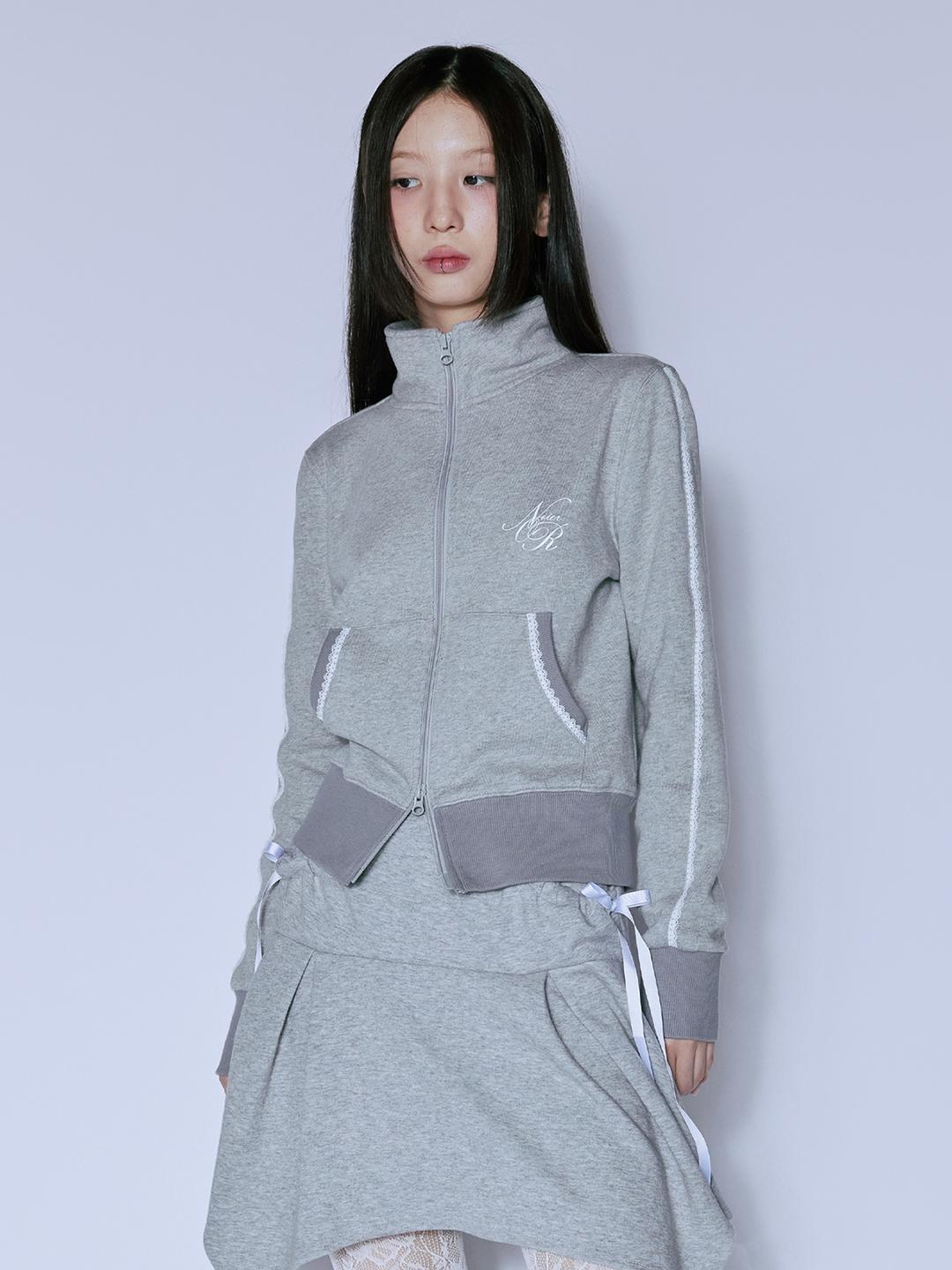 LACE CURVE TRACK ZIP-UP_MELANGE GREY