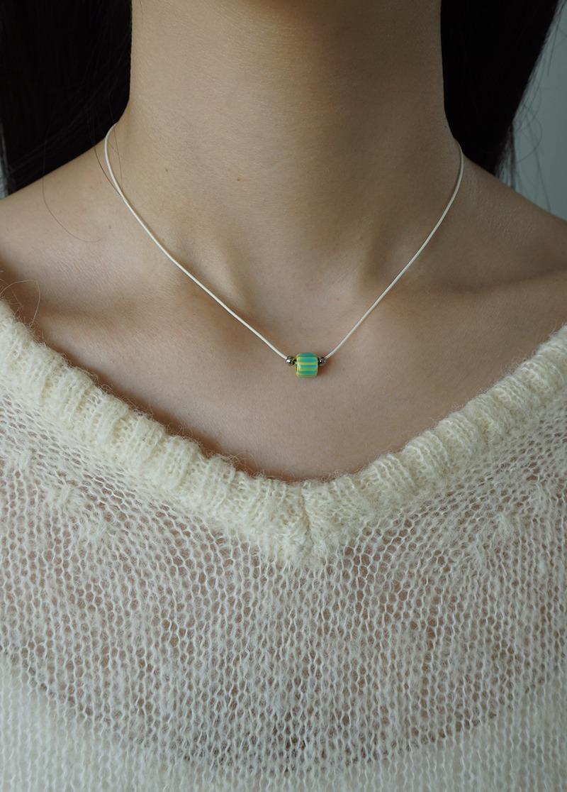 [N614] lime candy pop necklace / 비즈 목걸이 시선