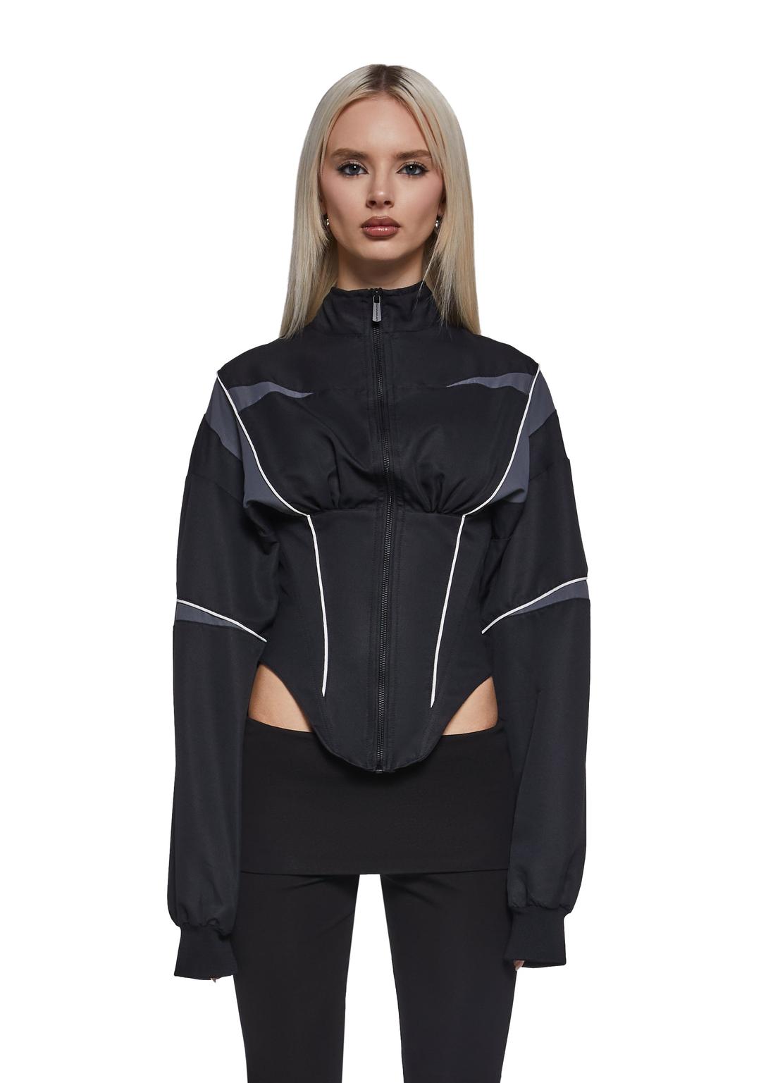 Tracksuit Corset Jacket - BLACK / X-Small