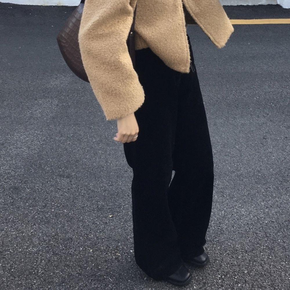 Corduroy semi wide pants