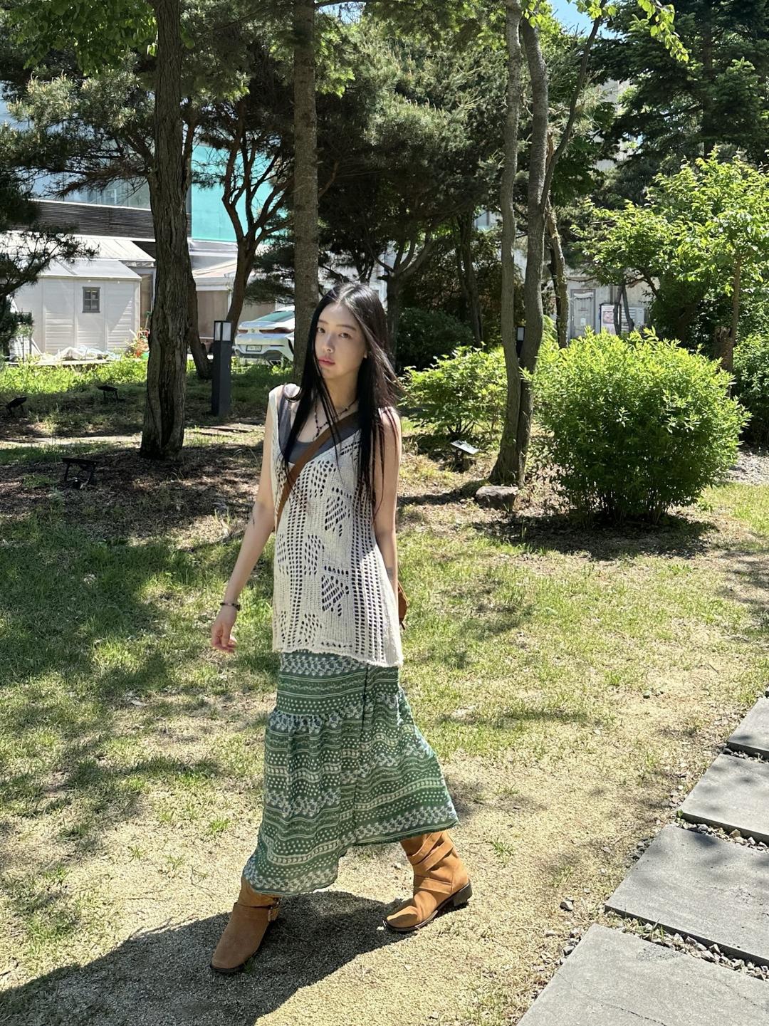 신시 (아이보리 컬러 재입고)bohem pattern long skirt / 보헤미안 패턴 롱스커트