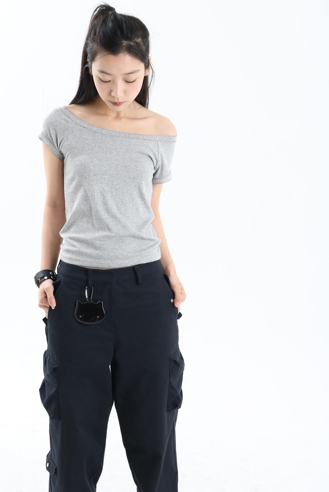 Lace Banding Top_Gray