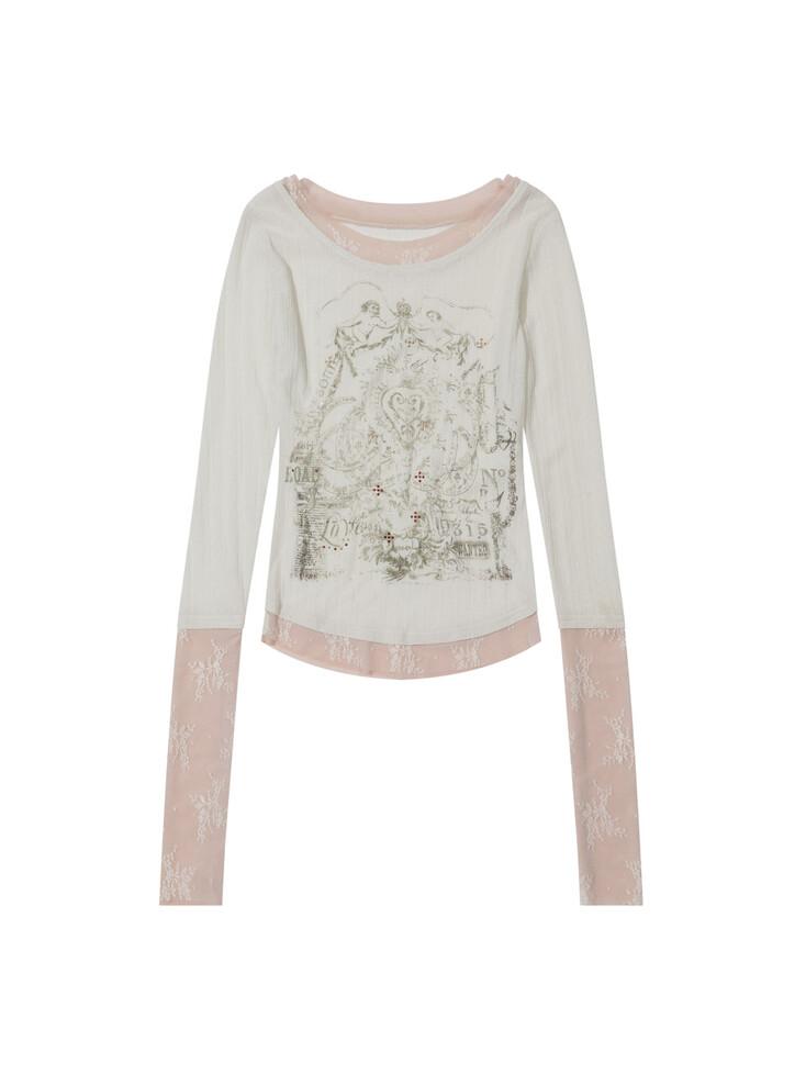 Triple Lace Layered Tee Ivory