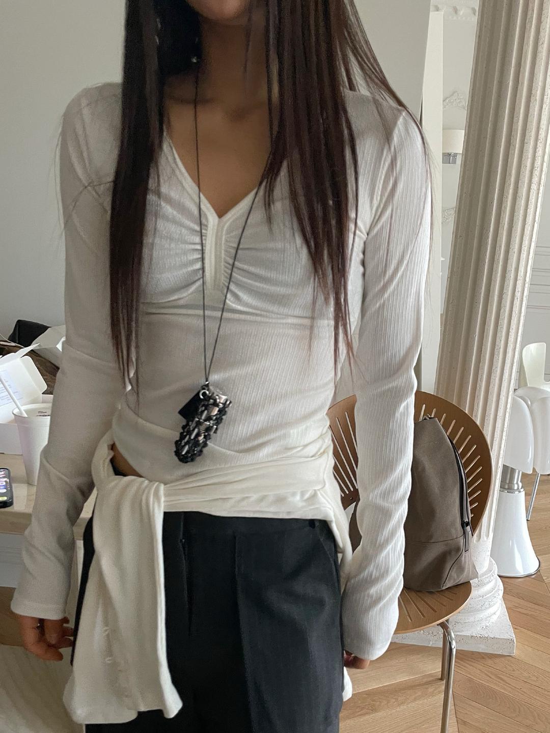 Cheer shirring T-shirt(5 color)