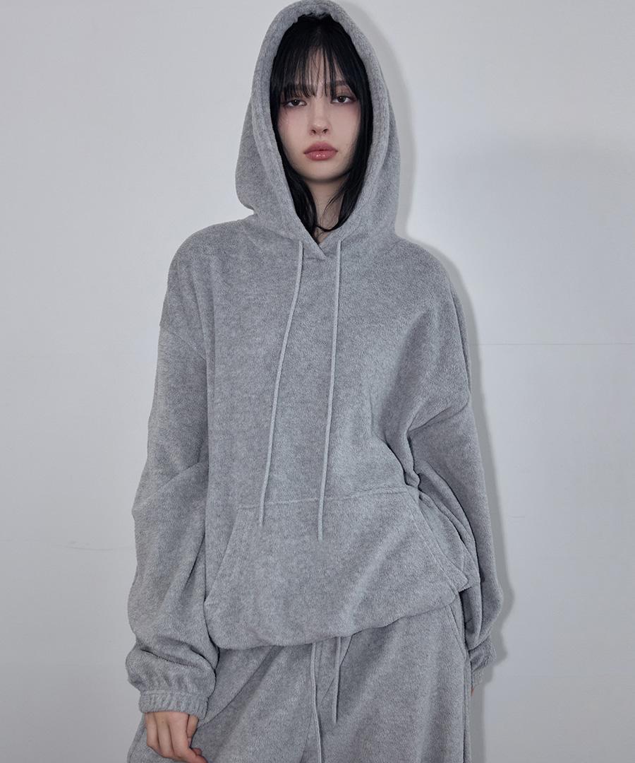 Melange Fleece Pullover Hoodie Gray