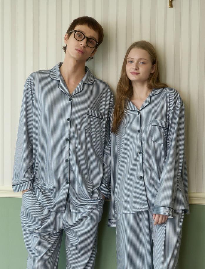 [1+1] 미니멀 피치기모 긴팔 잠옷 파자마 세트