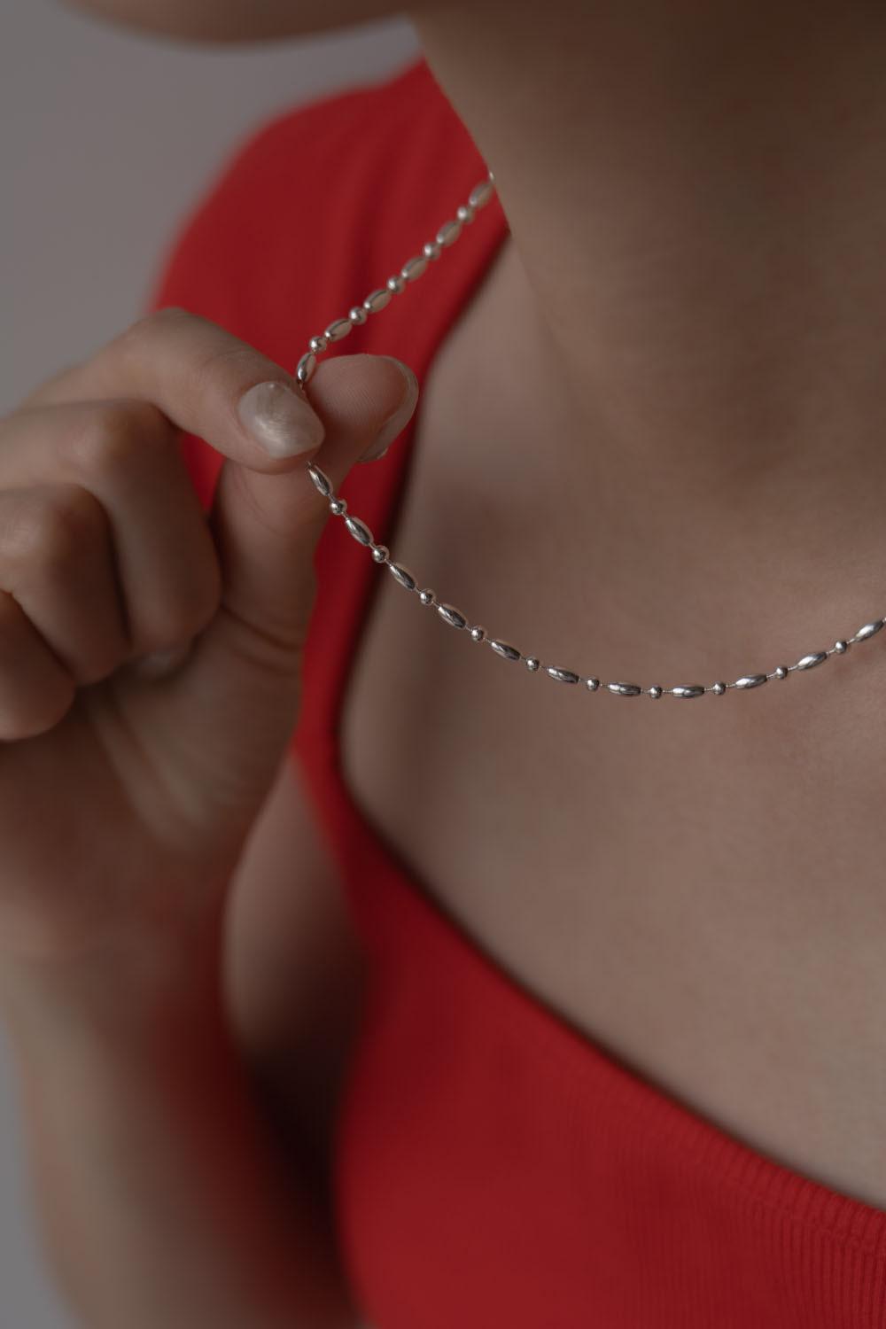 silver925 rhythm ball necklace (2color)