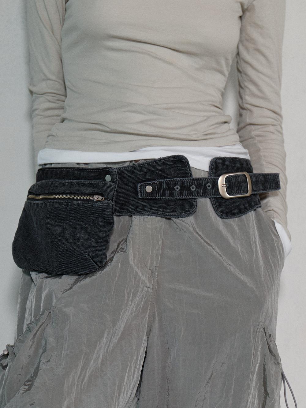 [6th Reorder] DENIM POCKET BELT - BLACK