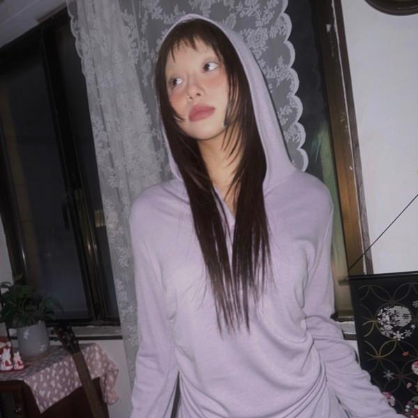 (3color) 셔링 원슬릿 슬림 후드티