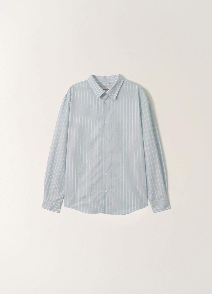 Poplin stripe shirt (LIght blue, W)