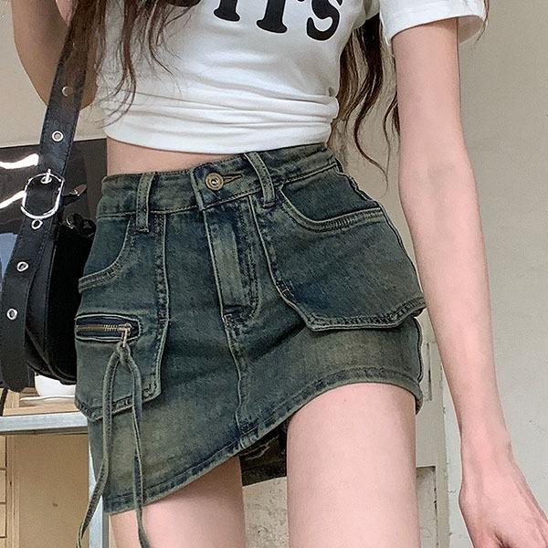 힙샷 카르 데님 스커트