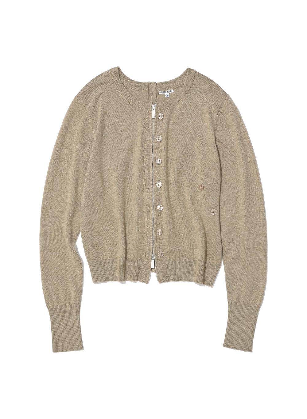 [WOMEN] 2WAY ASYMMETRIC KNIT CARDIGAN_BEIGE