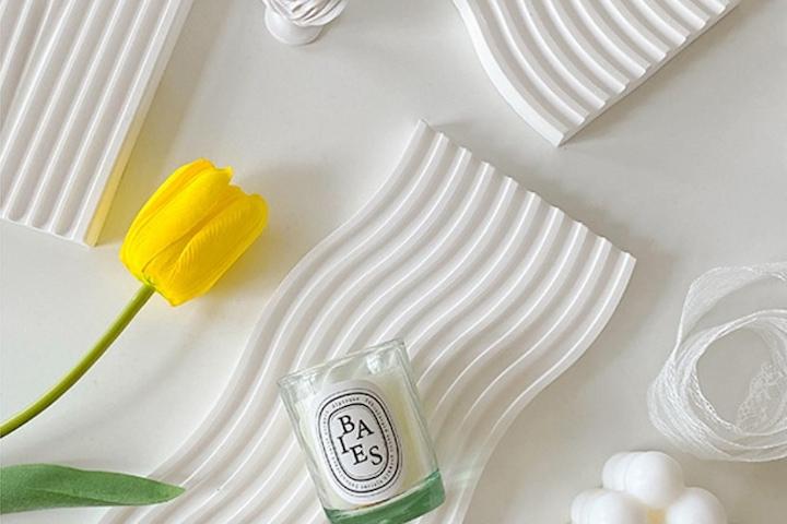 인테리어 오브제 소품 트레이 촬영소품 화이트 주름 플리츠 세라믹 웨이브 악세사리 트레이