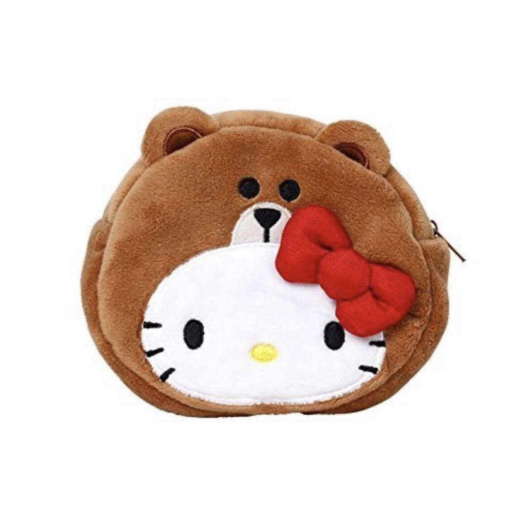 비사용 산리오 헬로키티× Line 콜라보 페이스형 파우치 키티×브라운 얼굴 2017 종이 태그 달린 완판품