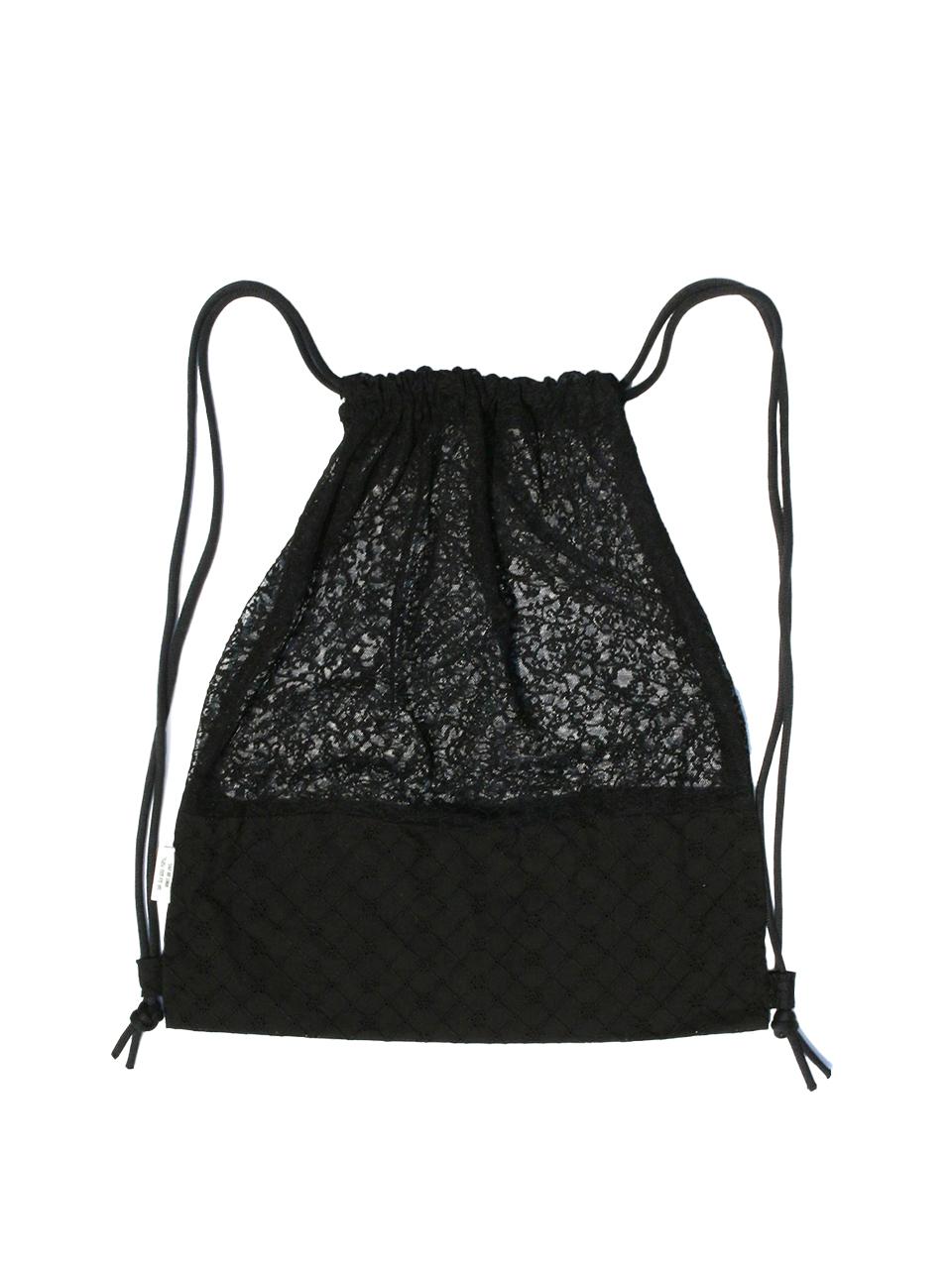 레이스 드로우스트링 백 - 블랙