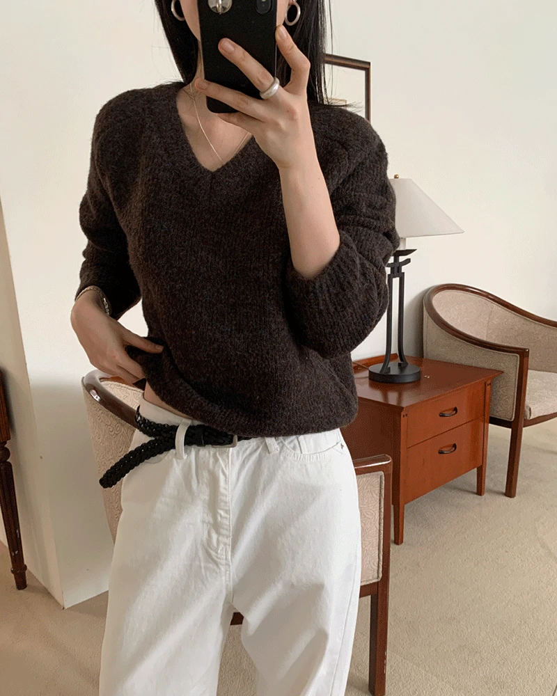 톰 브이넥 니트 (3colors)