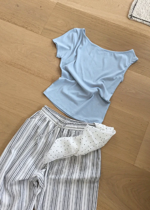 풀리 언발 오프 티셔츠 (3 color)