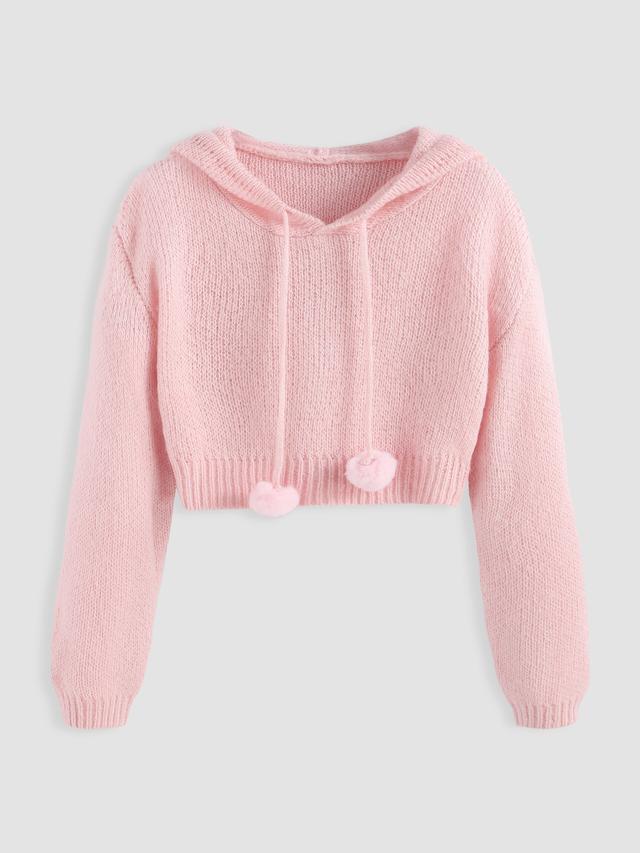 Curve & Plus Fuzzy Ball Hooded Sweater