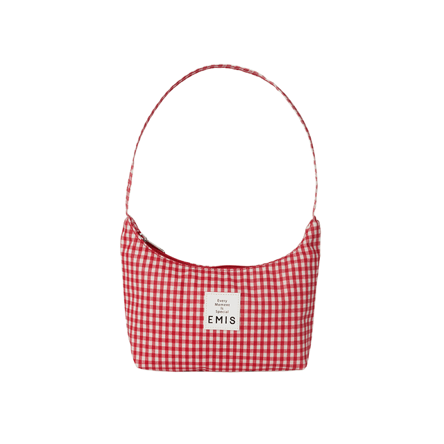 CHECK HOBO BAG-RED