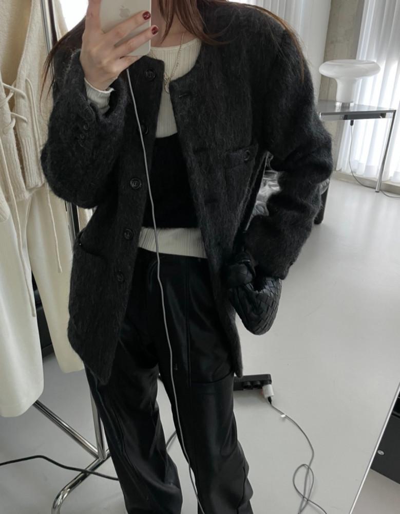 모헤어 본딩 하프코트