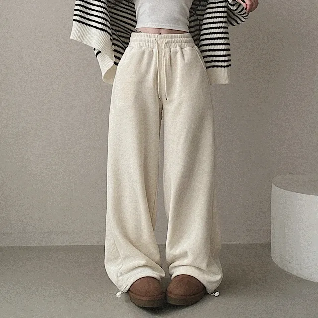 [왕도톰! 무조건만족! /기모안감] 융골덴 기모 스트링 와이드 팬츠 5color